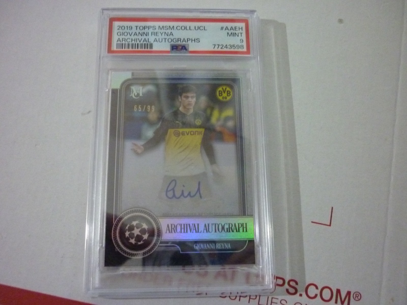 GIOVANNI REYNA 2019-20 Topps Museum Collection #AA-EH Archival Auto /99 PSA 9