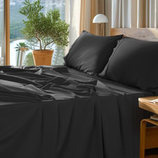 Luxury 1000 TC Egyptian Cotton King Sheets Set - Soft Sateen, Black