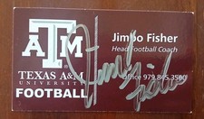 jimbo fisher signed texas a&m aggies business card autograph college football