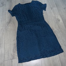 OASIS Dress Isla Teal Lace Shift Ladies work party birthday Zip Up size small