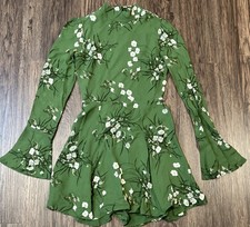 REFORMATION Persis Dress Lomita Women's Green Floral Long Sleeve Minidress Sz 2