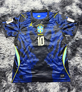 Jordan Brasile maglia calcio Vini Jr 10 nero/blu manica corta floccata L