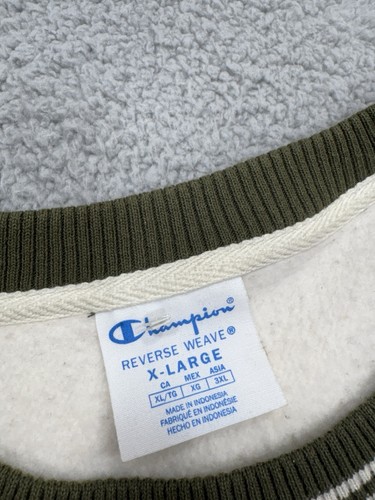 Champion Sweatshirt Men's Sweater Reverse Weave Spellout Gray w Green XL - Picture 4 of 7