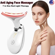 Neck Face Lifting Massager Skin Tighten Device LED Anti Wrinkle Double Chin US