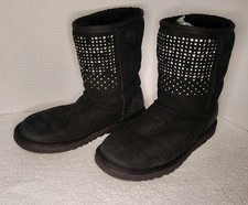 UGG Australia Classic Short Bling 1003890 Womens Black Rhinestones Boots Size 7