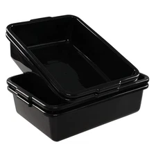Gloreen 4 Pack Bus Box Commercial 13L Dish Bin Utility Tub Black Dishwasher