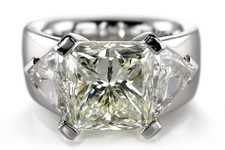 Ring 3 Diamanten insg. 6,5 ct Getönt-Weiß/VS 950 Platin Gr 53 [BRORS 20689]