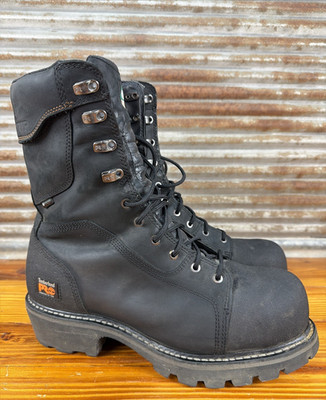 Timberland Pro Steel Toe Logger Boots Size 12M RipSaw Composite Waterproof Black
