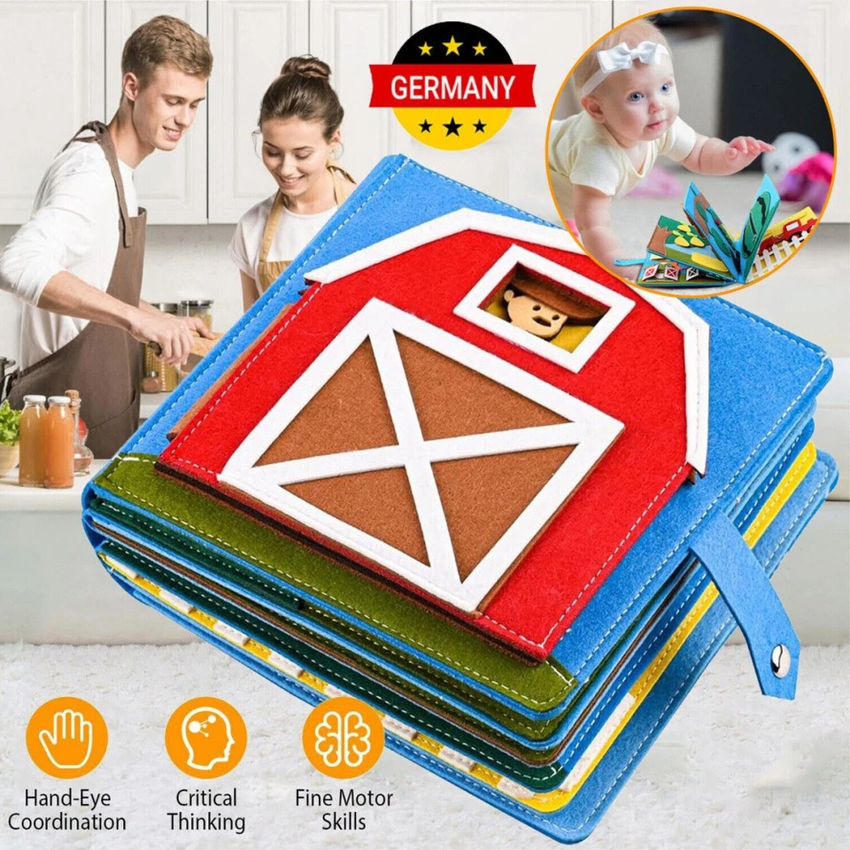 Quiet Book Busy Board 3DFilz Buch Montessori Spielzeug Activity Boards Babybüch. - Bild 2 von 4