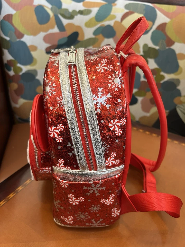 Mini Mochila Loungefly Bastón de Caramelo Menta Parques Disney Vacaciones de Navidad Nueva con Etiquetas Foto 3 de 4