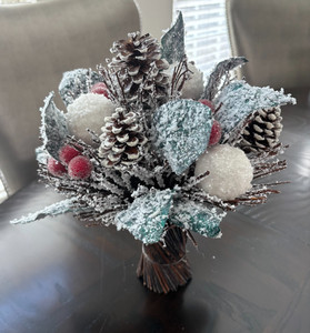Christmas Winter Snowy Flocked Centerpiece Bouquet Vase Filler