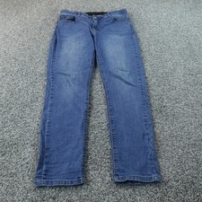 Curve Appeal Jeans Womens 10 Dark Blue Denim Pants Mid Rise Straight Leg Stretch