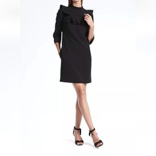 Banana Republic Ruffle Bi-Stretch High Neck Black Mini Cocktail Dress Size 4