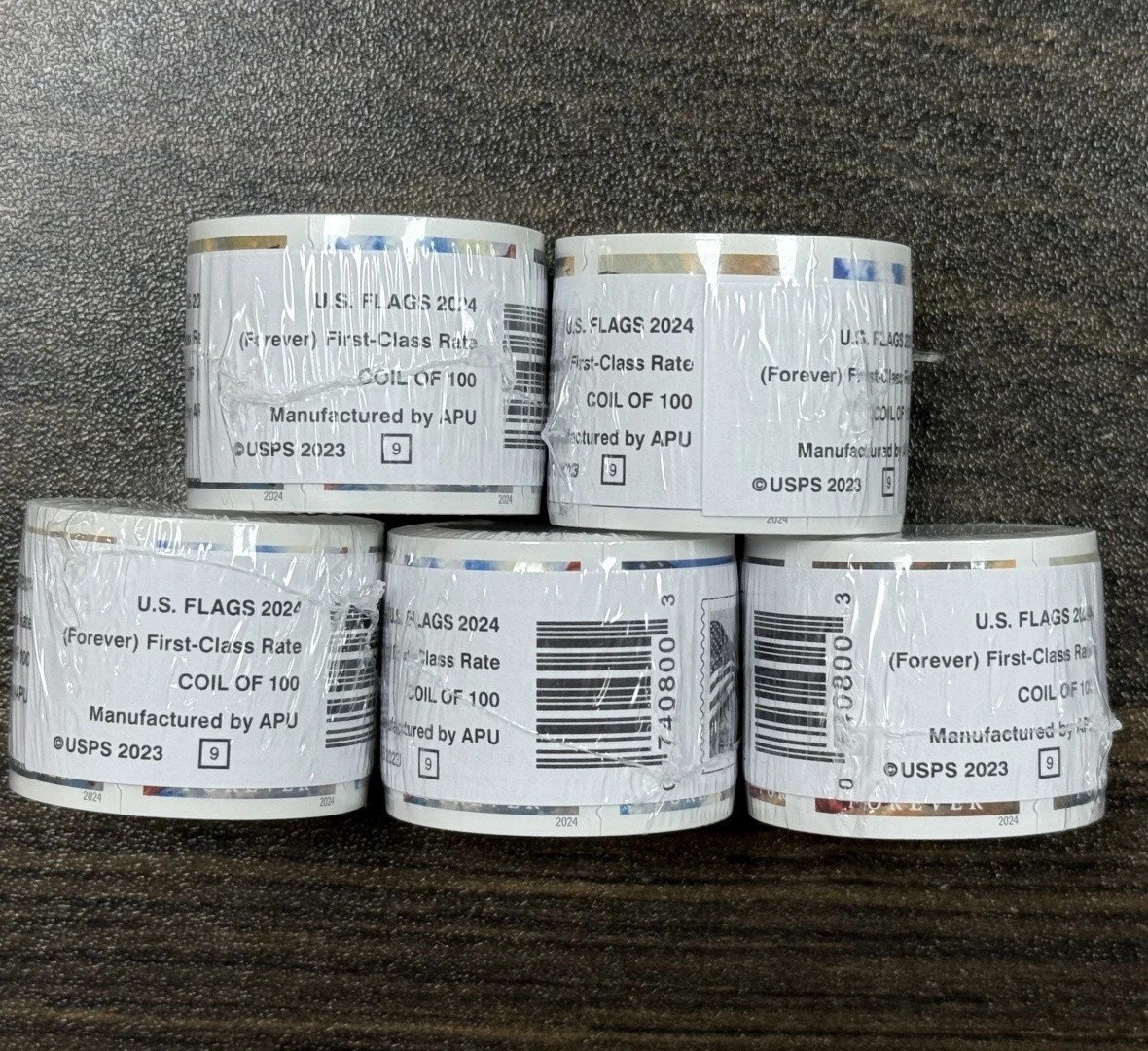 5 Rolls of 100 USPS -POSTAGE-2024 Coil 500 New Sealed, US Free Shipping！