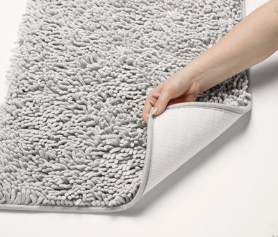 WENKO Bade Matte Vorleger Teppich Dusche 80x50 cm Chenille Grey