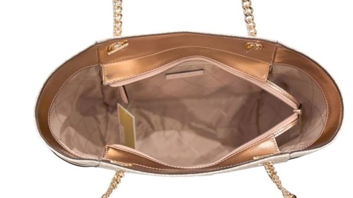 BOLSO DE MANO MICHAEL KORS JET SET VIAJE CADENA DE HOMBRO GRANDE MK ORO ROSA - Imagen 7 de 13