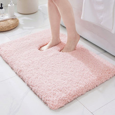 ILANGO Pink Bathroom Rugs 24"  17" Non Slip  Super Absorbent Extra Thick Soft,
