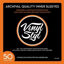 Vinyl Styl® VS-P-011 12 Inch Archival Inner Record Sleeves - HDPE - 50 Count [Ne