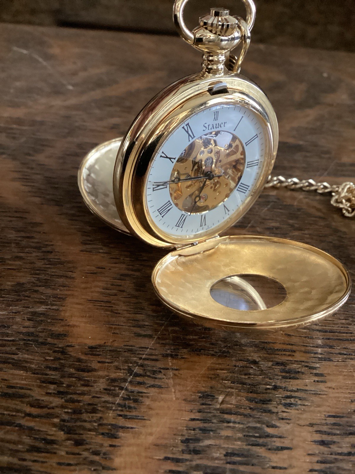 Stauer Mechanical Skeleton Pocket Watch Gold Tone… - image 6