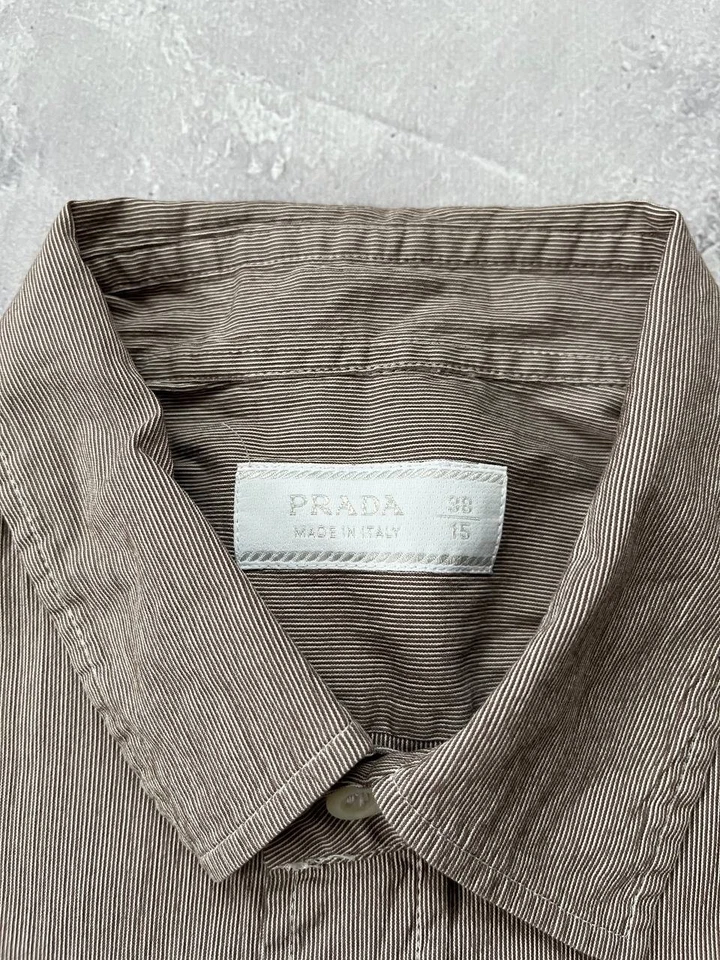 Men's Vintage Prada French Cuffs Striped Button Up Shirt Size M - Image 2 of 3
