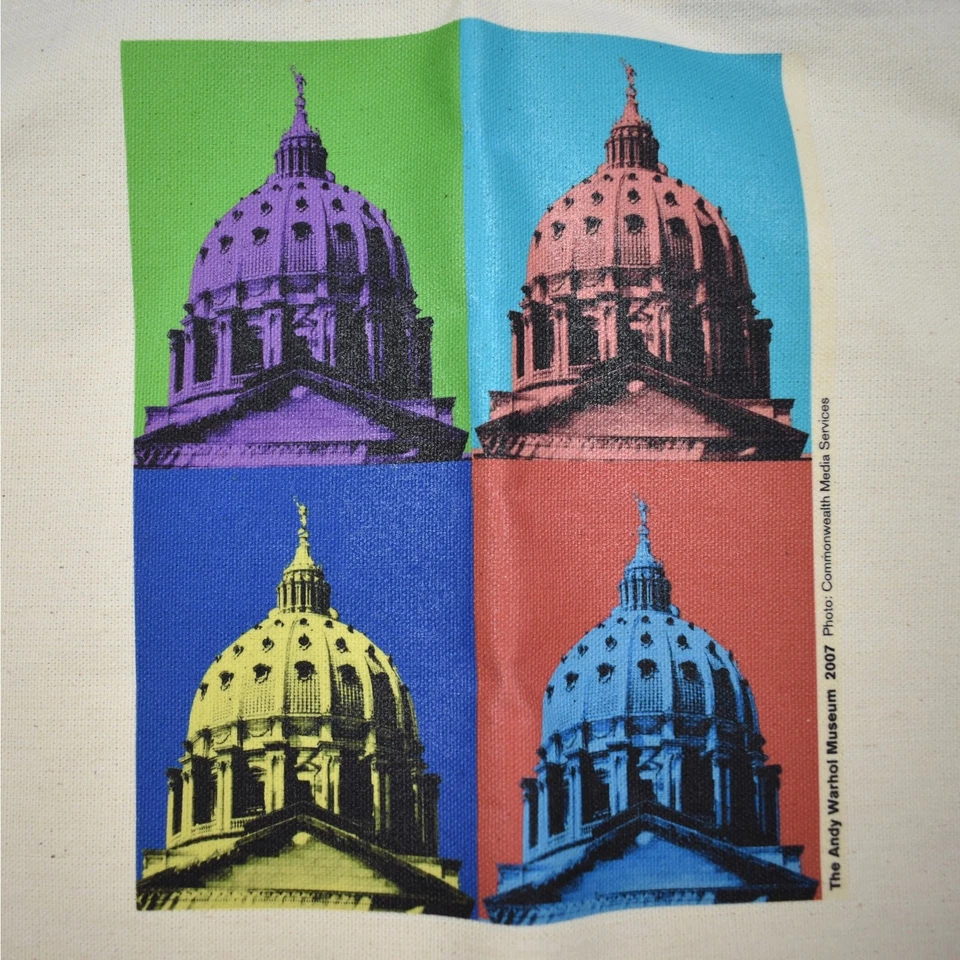 2007 Andy Warhol museum retro portrait cream reusable canvas tote book bag NEW - Image 2 of 4