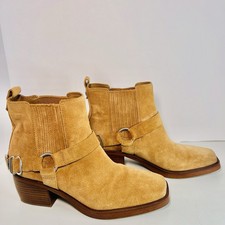 SAM EDELMAN Bellamie Tan Suede Western Ankle Boot Women’s Size 8.5