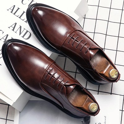 Men's Trend Oxfords Shoes Classic Casual Business Brogues Dress Leather Shoes 