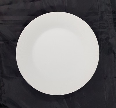 ASCOT JAPAN FEINPORZELLAN PORZELLAN WEISS SPEISETELLER GERIPPTER RAND 26cm / 10,25''