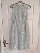 Hobbs Ottilie Floral Lace Shift Dress – Pale Blue – Size 10