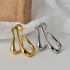 Ear Cuff Clip Earrings Double Layer Geometric Metal No Piercing Women Jewelry