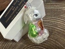 Christopher Radko A Shy Rabbits Heart Aids Awareness Glass Ornament