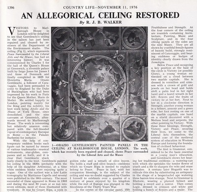 GENTILESCHI'S CEILING IN THE SALOON, MARLBOROUGH HOUSE, LONDON: AN ALLEGORICAL C