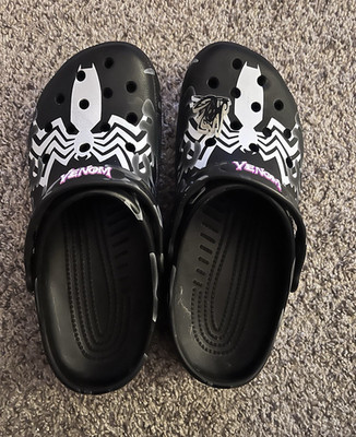 Crocs Classic Clog Venom Graphic Print Slip-On Sandal Black/White Men s 9