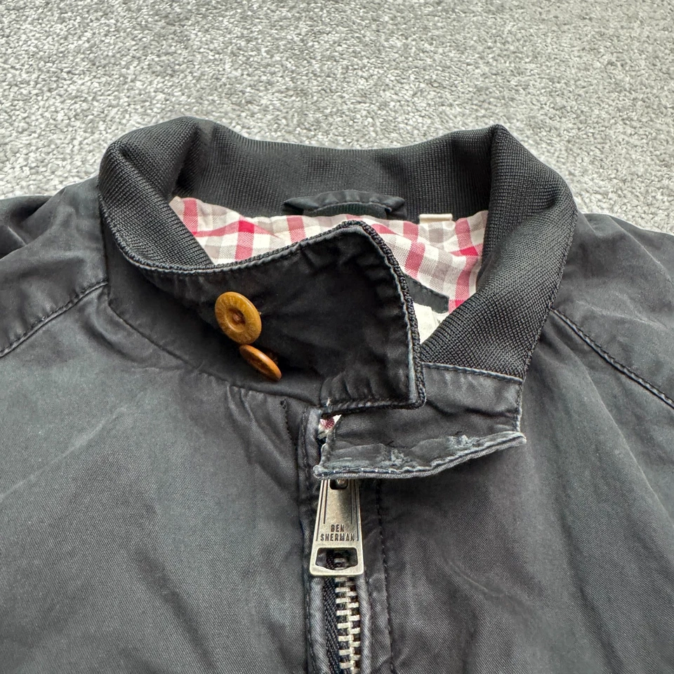 Ben Sherman Guinga Forrada Cremallera Completa Chaqueta Bomber Para Hombres Mediana Negra Algodón Informal Foto 4 de 4