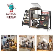 Record Player Stand with Vinyl Storage, Record Player Table with Vinyl Record...