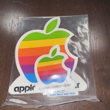 True/Original Vintage Apple Computer Decals set of 4 Rainbow logo, NOS 1980s