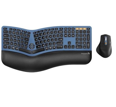ProtoArc EKM01 Plus Dual Mode Ergonomic Keyboard And Mouse Combo  Blue