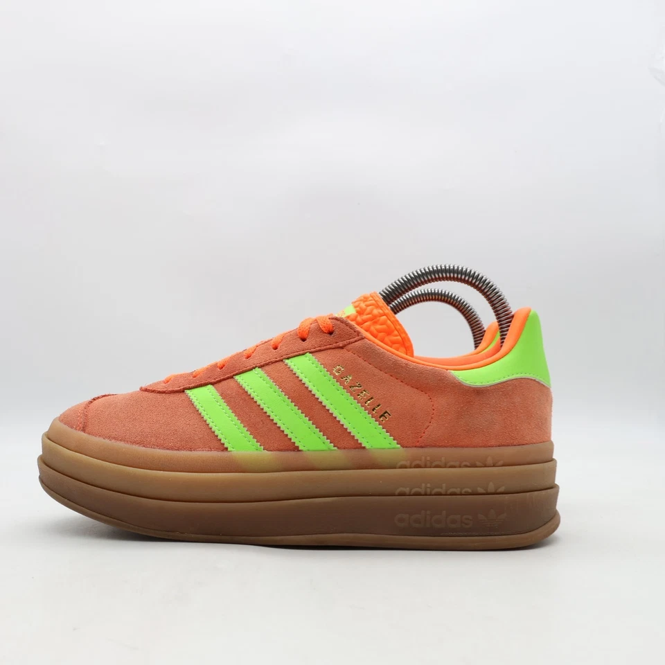 Adidas Originales Gazelle Negrita Para Mujer Talla 7 Gamuza Solar Naranja Verde Goma Foto 4 de 4