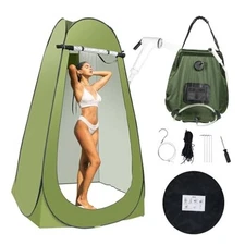 Portable Camping Privacy Tent, Outdoor Shower Tent Kit with 5 Gallon Green