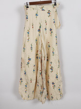 Vintage 1970s Bell Bottom Hand Made Floral Pants Women's Unfinished 24x29 70s