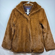 Patagonia Girls Brown High Pile Fleece Button Up Jacket Coat 65591 Sz Large 12