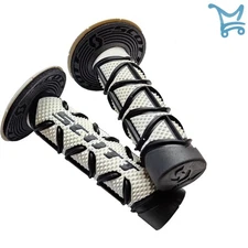 Motorcycle Rubber Diamond Grip Black/White Fits 7/8 Inch Handlebar Comfort