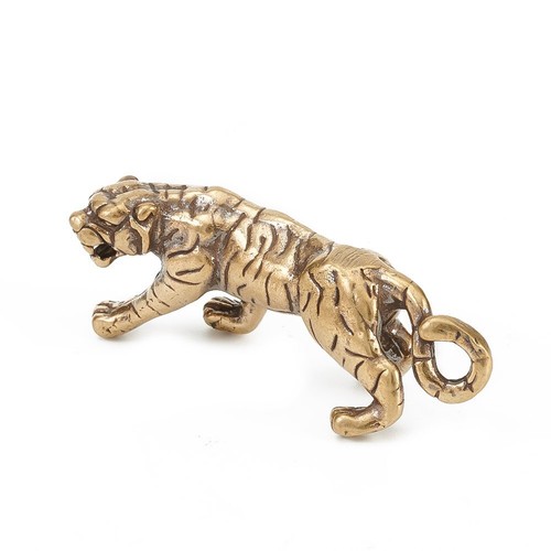 Small Tiger Ornament Solid Brass Home Decor Office Table Crafts Animal Figurine - Picture 12 of 12