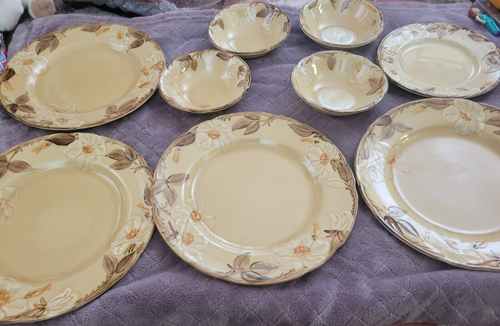 Juego De Colección De 9 Platos/Cuencos Franciscanos Magnolia Dogwood Café Marrón Tostado Real - Imagen 2 de 9