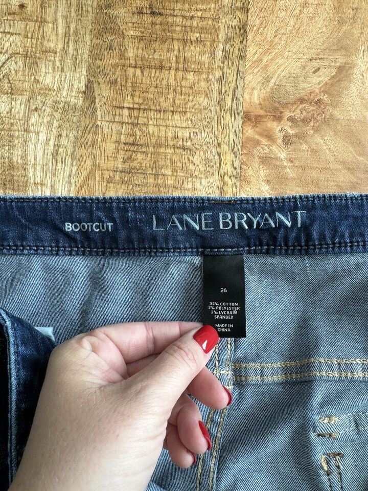 Lane Bryant High Rise Boot Cut Jeans Dark Wash Button Pockets Women's ...
