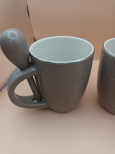 Disneyland Paris - Mickey Mouse Outline 2 x Ceramic Cup & Spoon - Disney - Picture 3 of 9