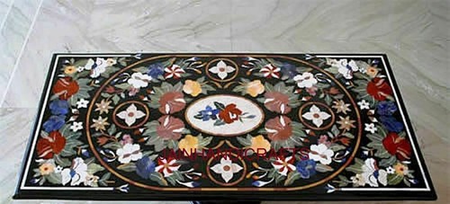 4'x2' Marble Inlay Dinning Table Top inlay malachite antique Center carved Table - Picture 3 of 4