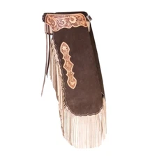 Custom Western Equine Show Riding Leather Chinks Tooled Yoke for Men Women Kids
