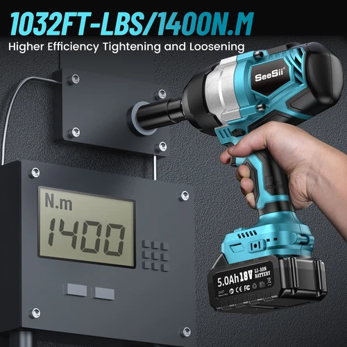 1300Nm Cordless Impact Wrench 960ft-lbs 1/2 Battery Impact Gun 2X 5.0Ah Battery - Picture 3 of 10