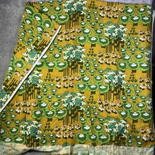 70’s Fabric 5th Avenue Design Imported Linen Cotton Screen Printed Flowers 54X88